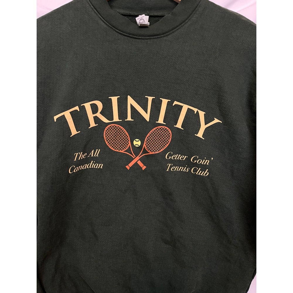 Trinity The Label Tennis Club Crewneck Green Heavy Fleece S/M Retro Sporty - Picture 6 of 9